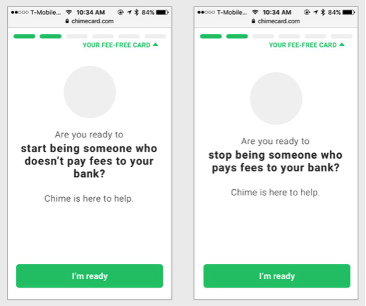 Chime experimet to drive more sign-ups